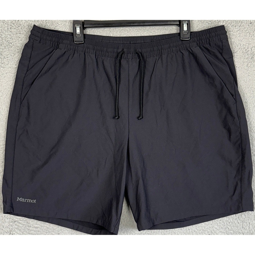 Marmot Active Hiking Shorts Mens 2XL Black Athletic Stretch Waist Drawstring EUC